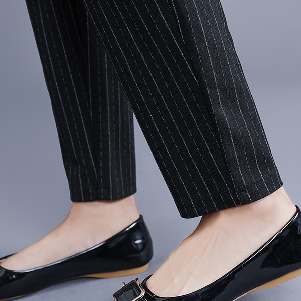 Pantaloni eleganti de dama in doua culori cu talie inalta