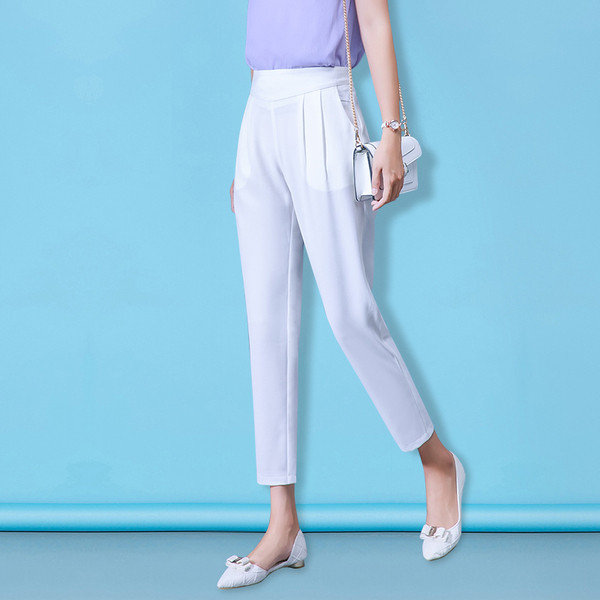 Női alkalmi nadrág két színben, magas derékkal