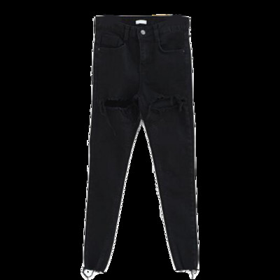 Stílusos női farmer szakadt motívummal, fekete színben