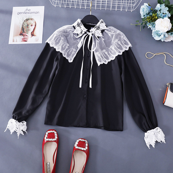 Cămașă modernă de damă cu dantelă în patru culori