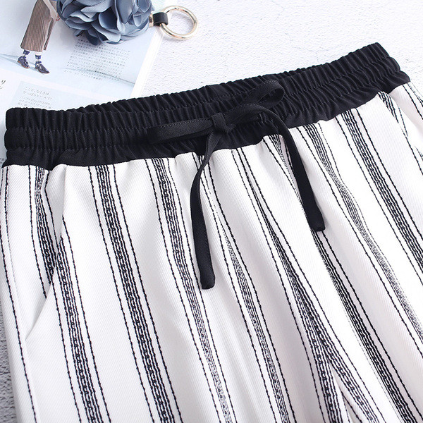 Alkalmi női csíkos nadrág magas derékkal, két színben