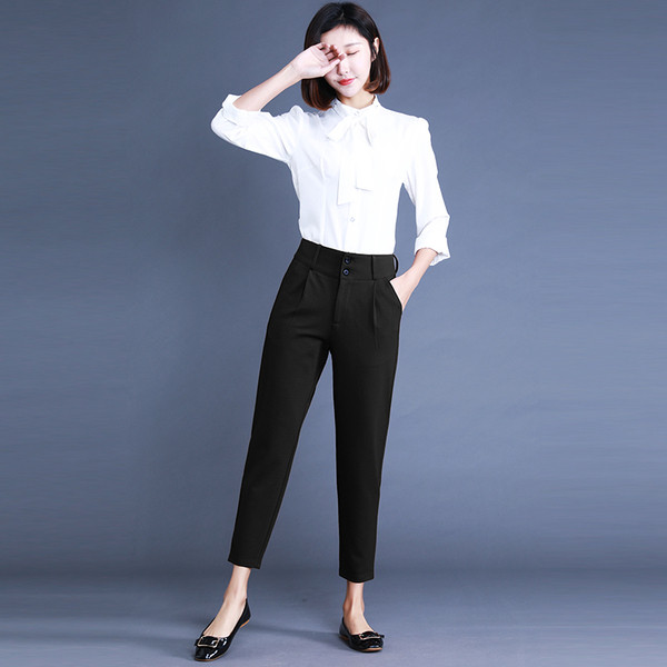 Pantaloni eleganti de dama cu buzunare in negru si rosu