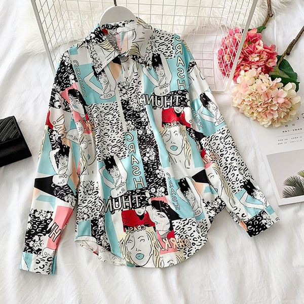 Női alkalmi ing hosszú ujjal, színes mintával