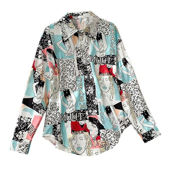 Női alkalmi ing hosszú ujjal, színes mintával