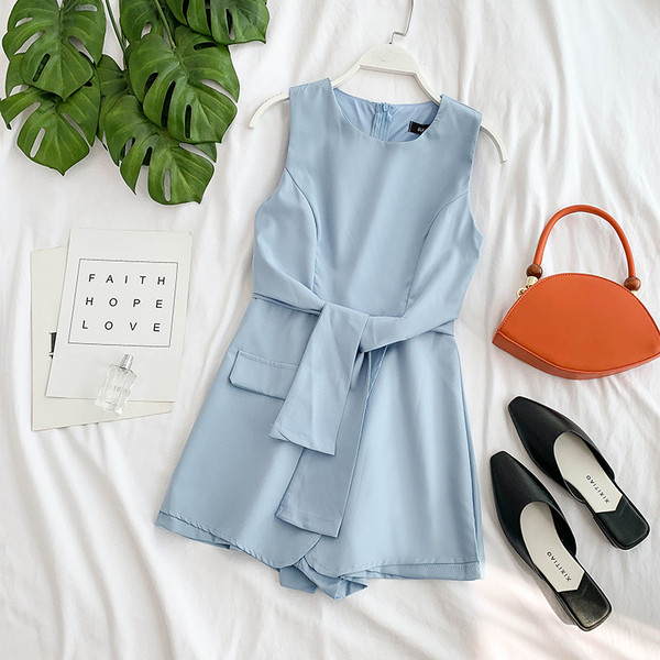 Salopeta de dama eleganta cu element de centura in mai multe culori