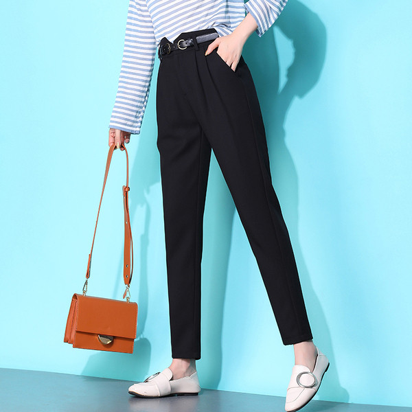 Alkalmi női nadrág magas derékkal és övvel két színben