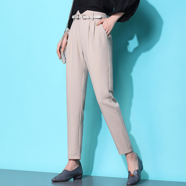 Alkalmi női nadrág magas derékkal és övvel két színben