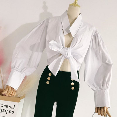 Cămașă de damă modernă model scurtă cu mâneci largi în două culori