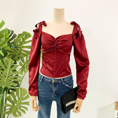 Modern női ing Karcsú modell nyakkendőkkel több színben