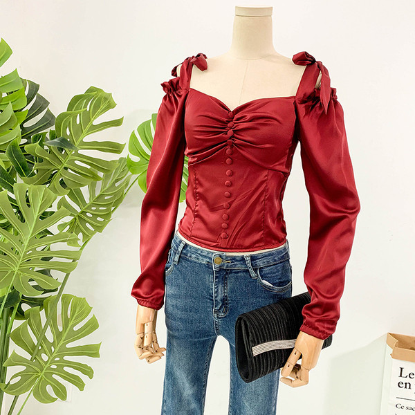 Modern női ing Karcsú modell nyakkendőkkel több színben