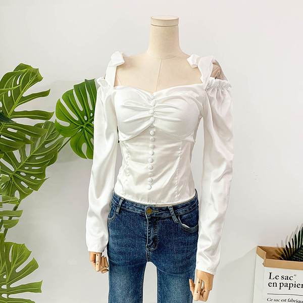 Modern női ing Karcsú modell nyakkendőkkel több színben