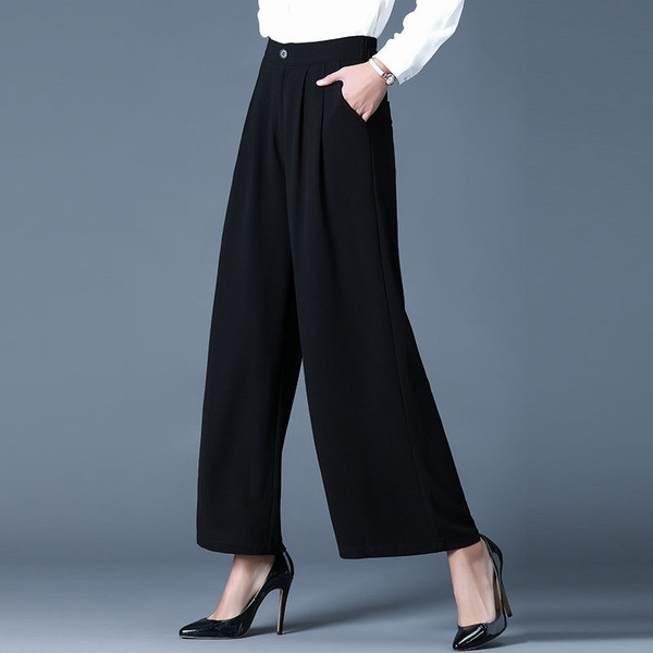 Modern női magas derekú nadrág fekete-fehér színben