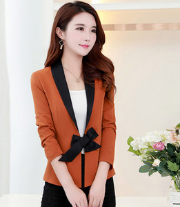 Дамско стилно сако с панделка в два цвята