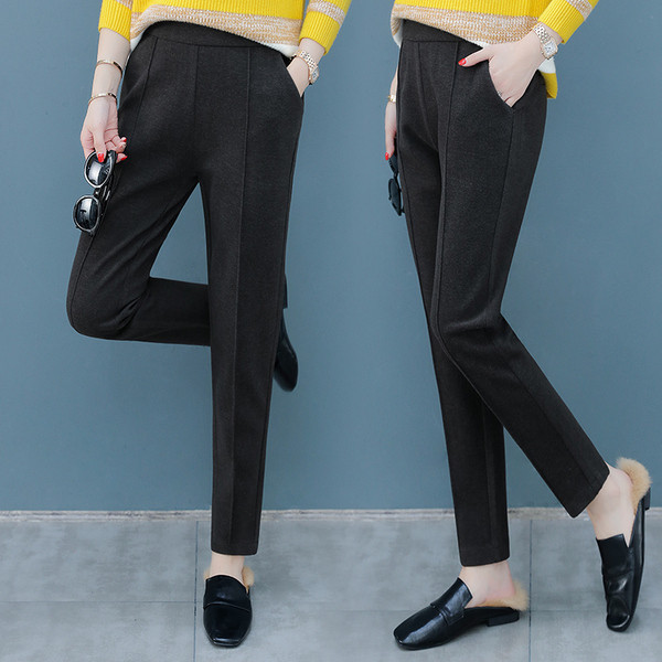 Pantaloni eleganti de dama in doua culori cu buzunare decorative