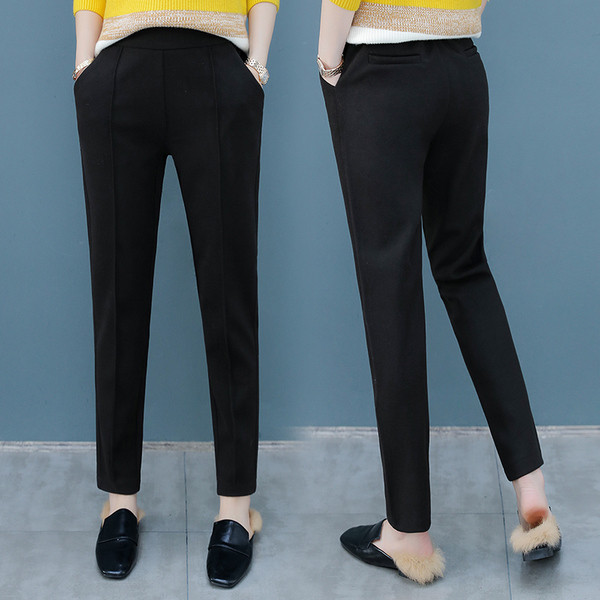 Pantaloni eleganti de dama in doua culori cu buzunare decorative