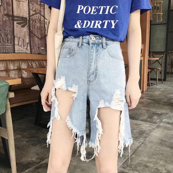 Pantaloni scurți de damă cu talie înaltă în albastru