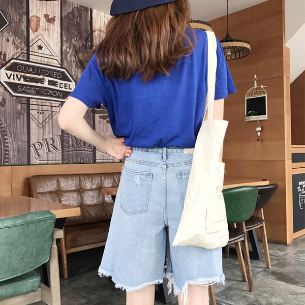 Pantaloni scurți de damă cu talie înaltă în albastru