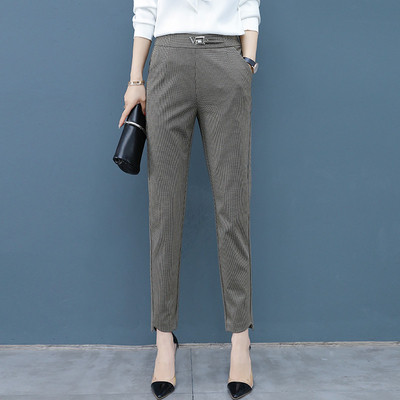 Pantaloni eleganti de dama in doua culori cu catarama