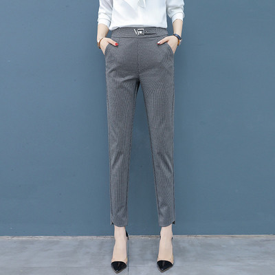 Pantaloni eleganti de dama in doua culori cu catarama