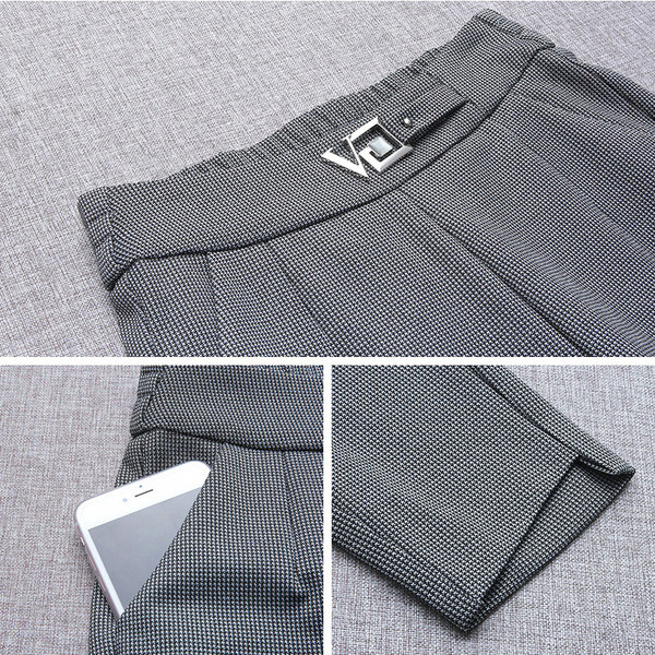 Pantaloni eleganti de dama in doua culori cu catarama