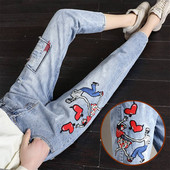 Blugi de dama eleganti cu broderie in doua modele