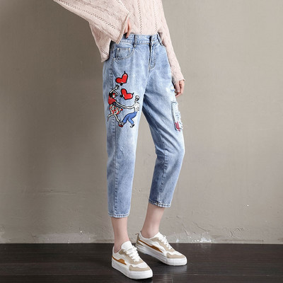 Blugi de dama eleganti cu broderie in doua modele