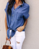 Aktuális női farmer ing nyakkendővel, két színben