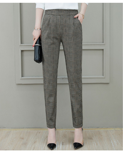 Retro kockás női nadrág zsebekkel, két színben