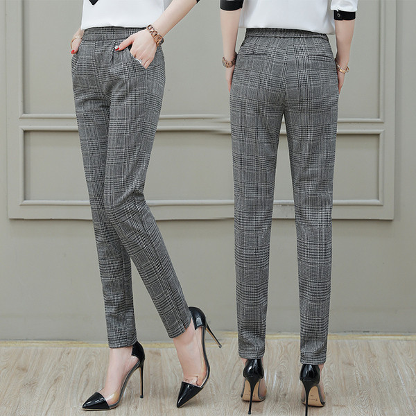 Retro kockás női nadrág zsebekkel, két színben