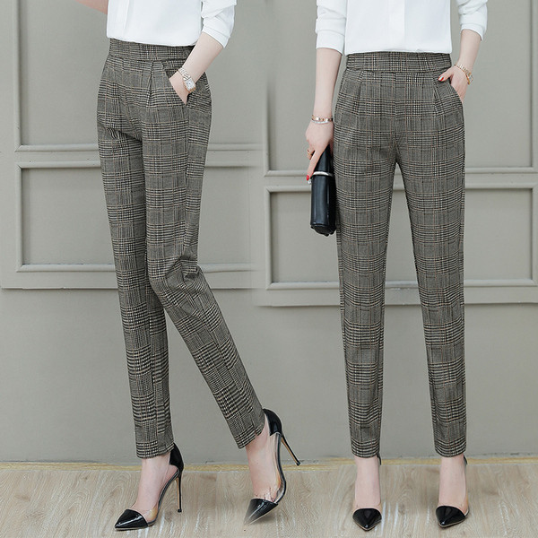 Retro kockás női nadrág zsebekkel, két színben