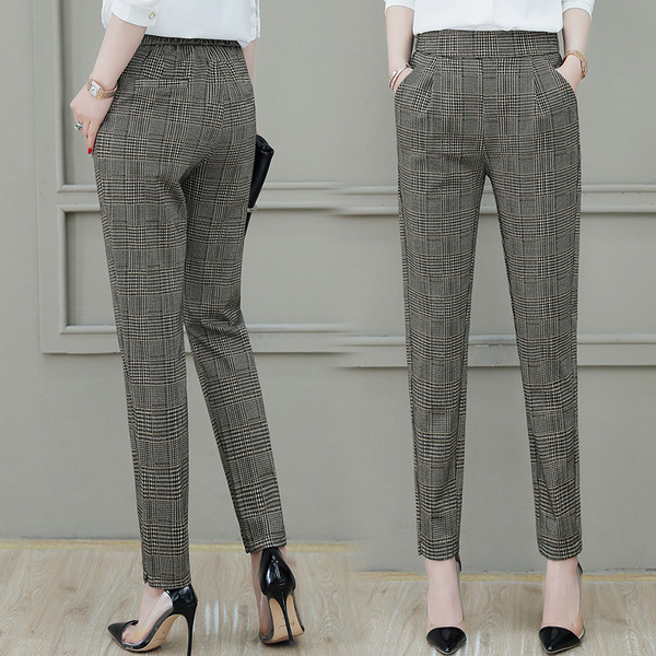 Retro kockás női nadrág zsebekkel, két színben