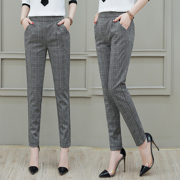 Retro kockás női nadrág zsebekkel, két színben