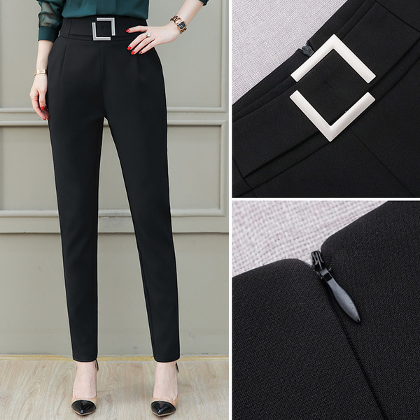 Elegáns női nadrág fekete színben, csattal