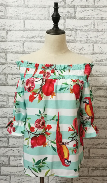 Bluză de damă modernă cu model colorat și mâneci 3/4