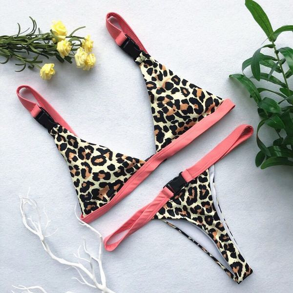 Costum de baie elegant din două piese cu imprimeu leopard - două culori