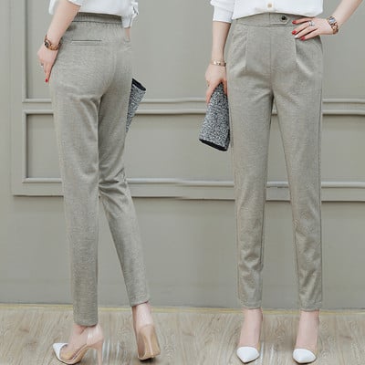 Pantaloni eleganti de dama cu talie inalta in doua culori