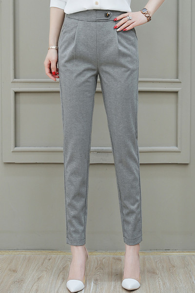 Pantaloni eleganti de dama cu talie inalta in doua culori