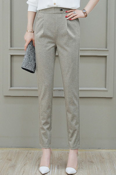 Pantaloni eleganti de dama cu talie inalta in doua culori