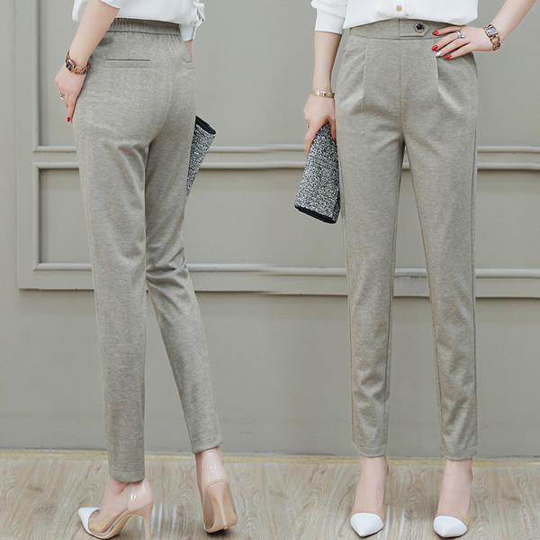 Pantaloni eleganti de dama cu talie inalta in doua culori