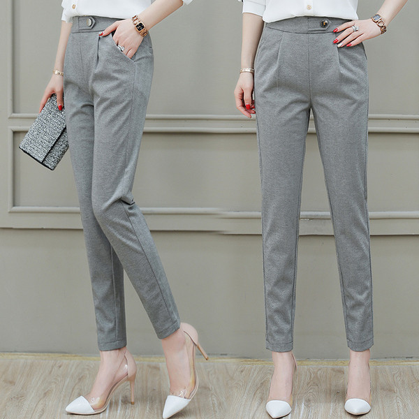 Pantaloni eleganti de dama cu talie inalta in doua culori