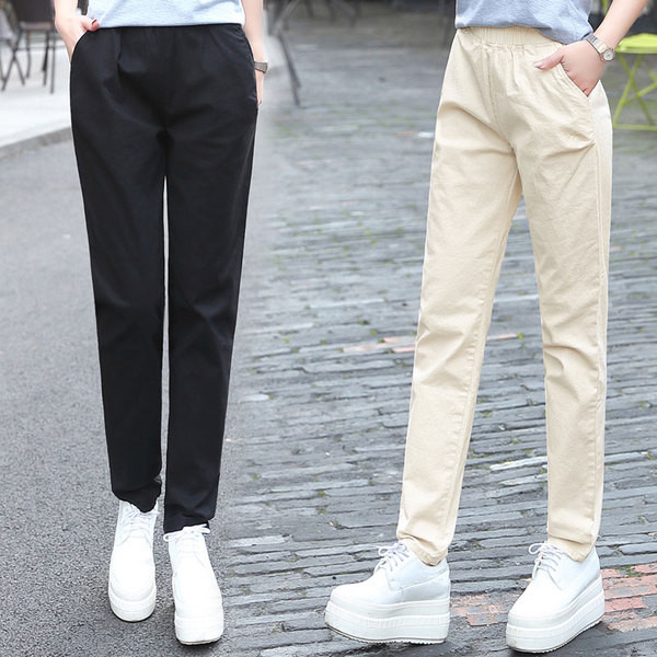 Egyszerű női nadrág három színben, rugalmas övvel