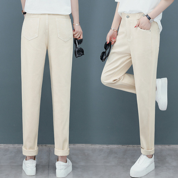 Pantaloni casual dama in bej si roz