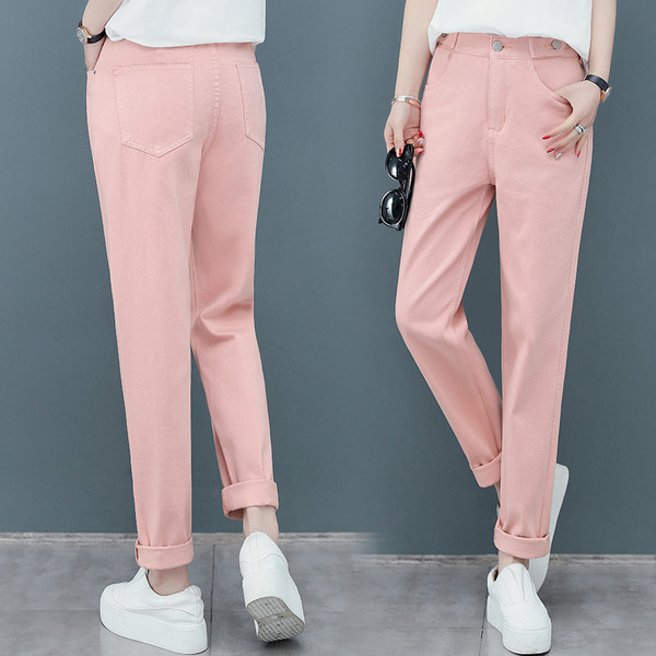 Pantaloni casual dama in bej si roz