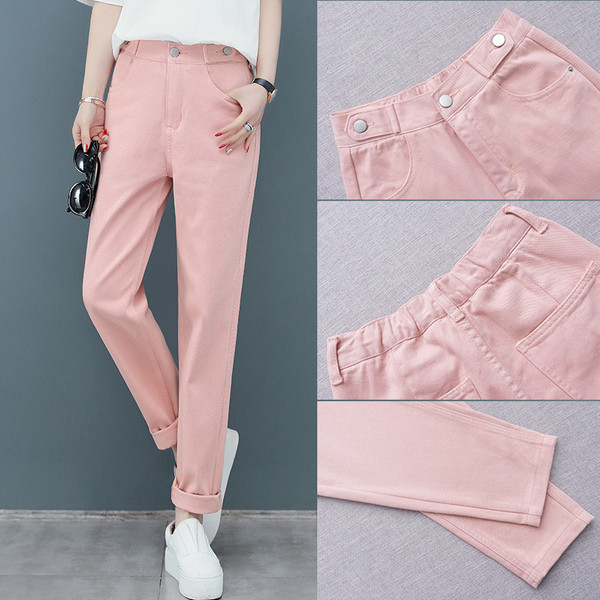 Pantaloni casual dama in bej si roz