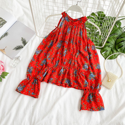 Női ing nyitott vállú, virágos motívumokkal több színben