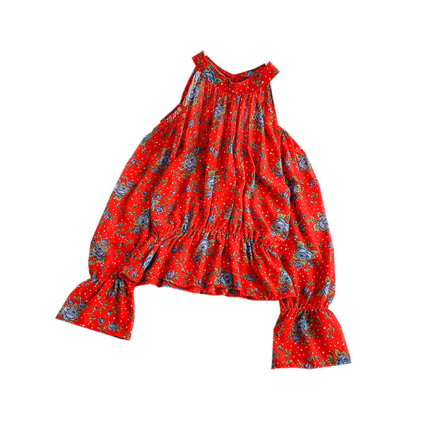 Női ing nyitott vállú, virágos motívumokkal több színben