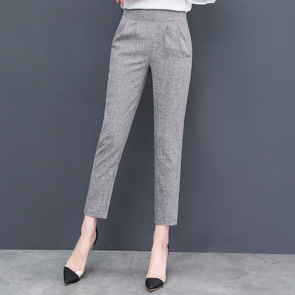 Pantaloni de dama la moda in doua culori cu talie inalta