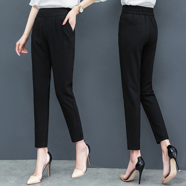 Pantaloni de dama la moda in doua culori cu talie inalta