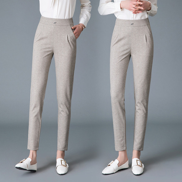 Női alkalmi nadrág két színben, magas derékkal