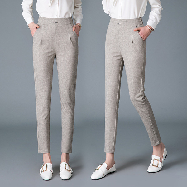 Női alkalmi nadrág két színben, magas derékkal